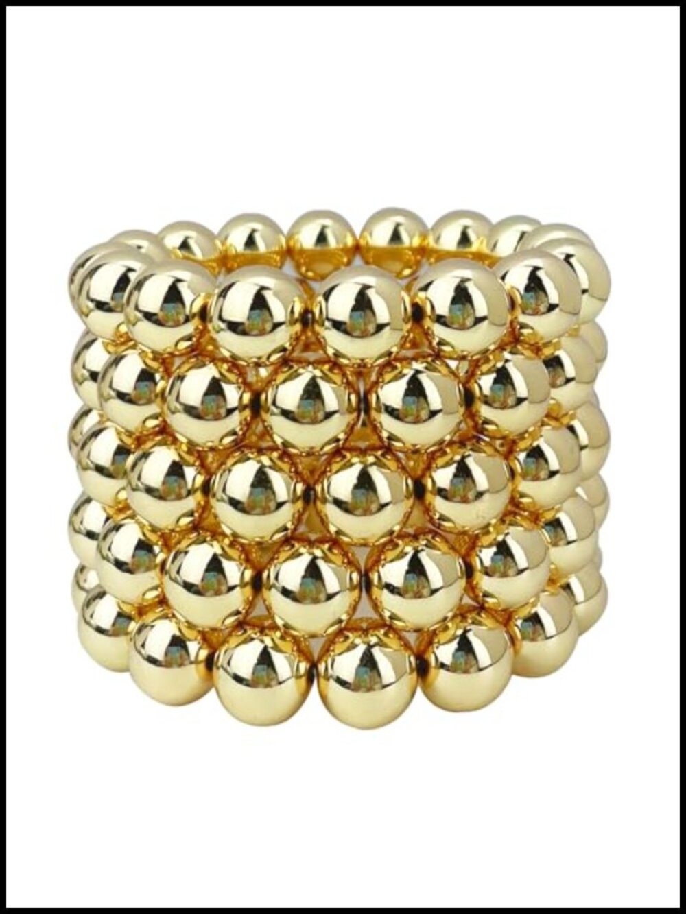 14K Gold Plated Beaded Letter Stretch Dainty Stackable Bracelet Women